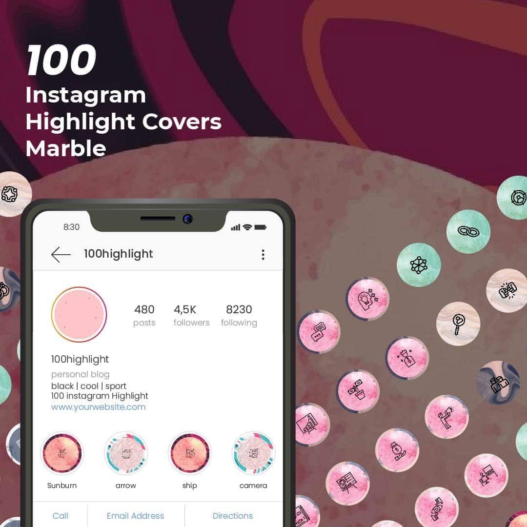 instagram highlight covers marble